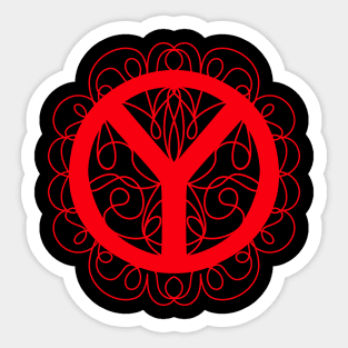 RED Decorative Peace Activist Symbol Sticker